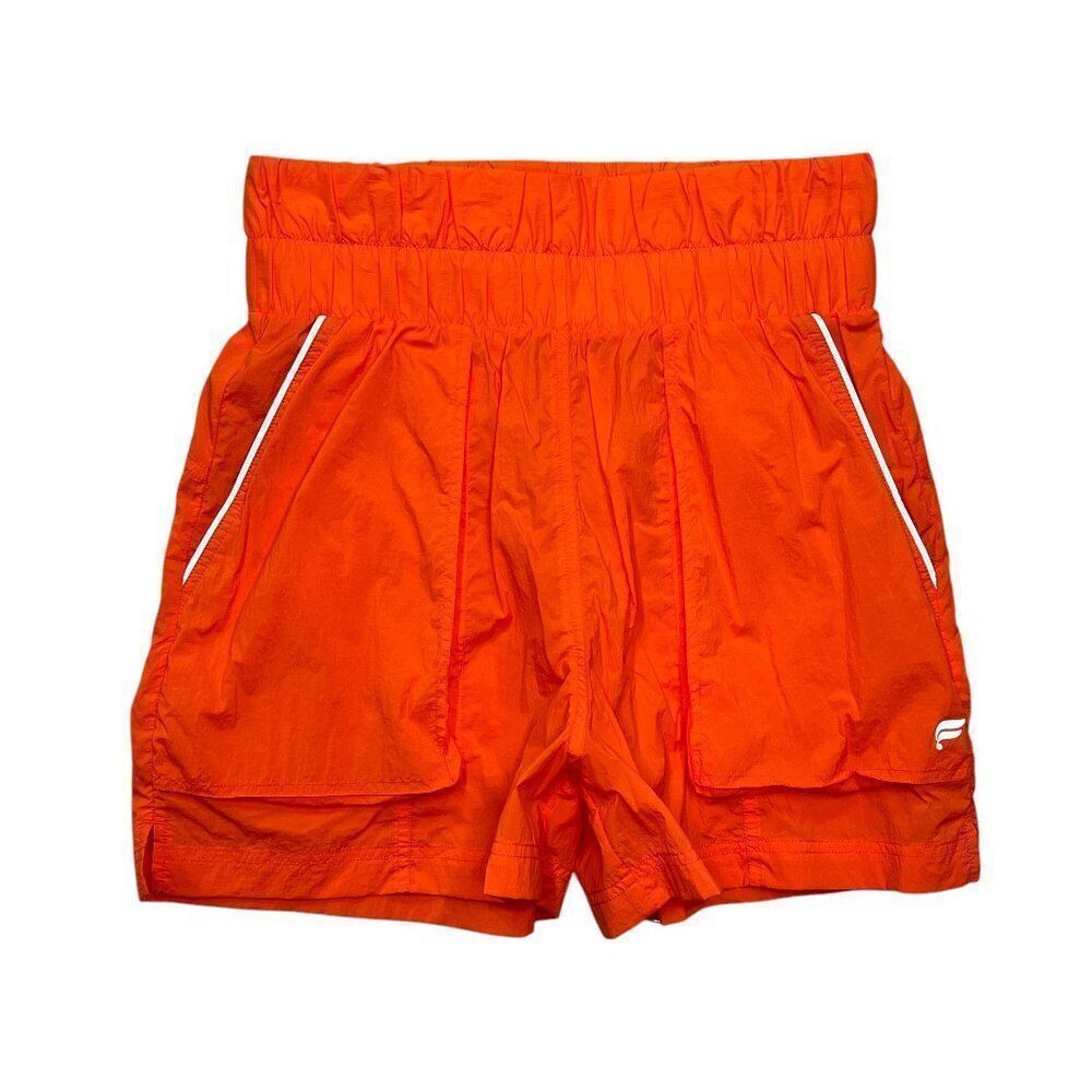 Fabletics Women's Neon Orange‎ High Waisted Athletic Shorts
